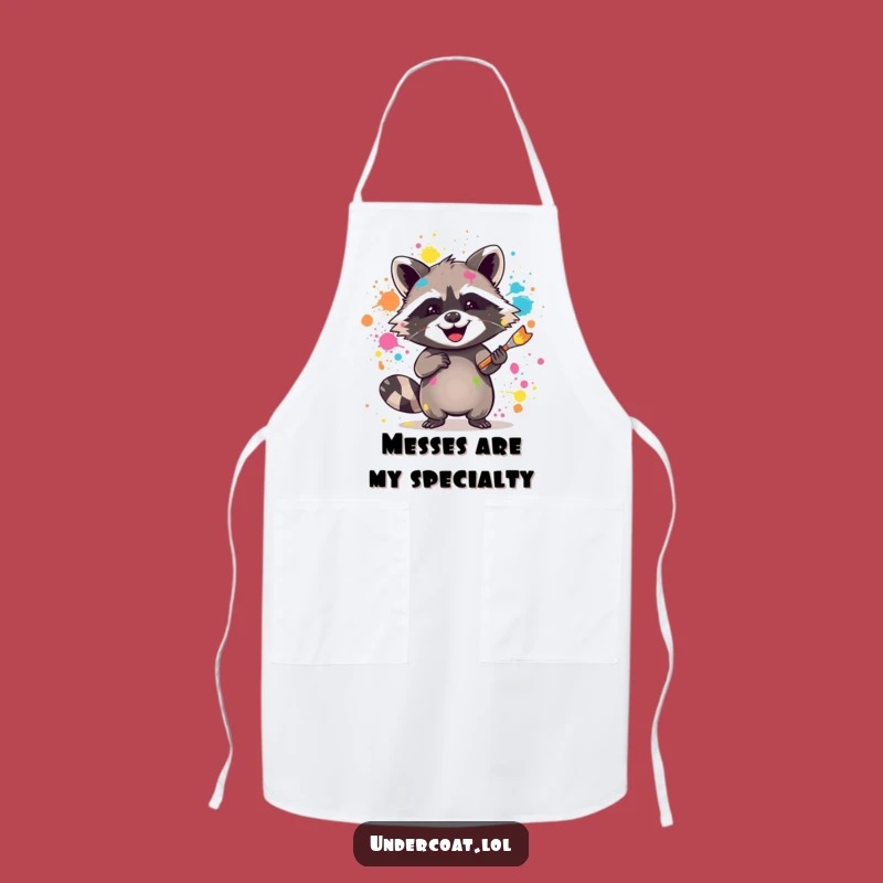 Funny Raccoon Artist Apron - Paint Splatter Kitchen Fun, Gift