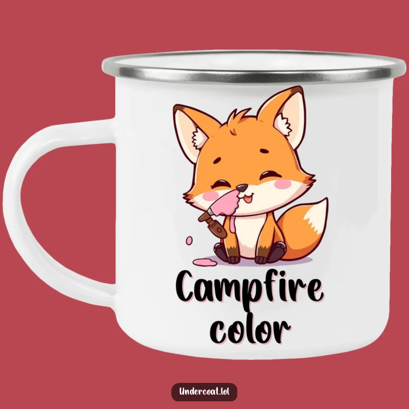 Funny Fox Artist Camping Mug: Art and Adventure with a Wink