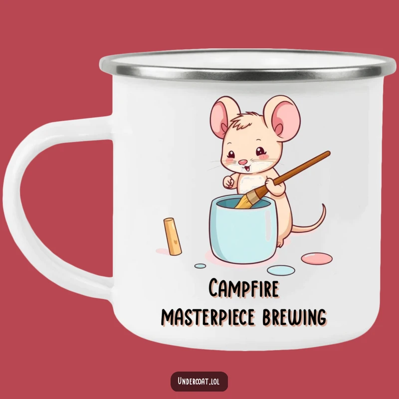 Funny Mouse Artist Camping Mug - Tiny Painter Adventure, Gift