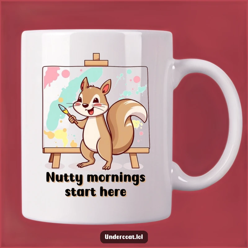 Funny Squirrel Artist Mug - Cheerful Abstract Painting, Art Gift