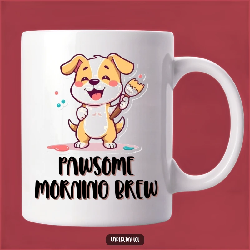 Funny Dog Painter Mug: Playful Pooch Artist Gift for Dog Lovers