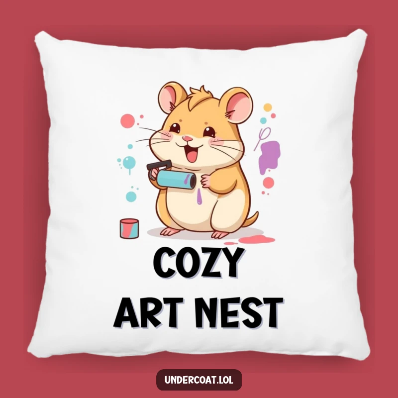 Funny Hamster Artist Pillow: Cozy Comfort for Your Creative Nook