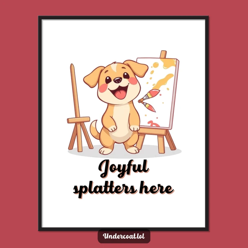 Funny Dog Artist Art Print - Energetic Splatter, Instant Humorous Decor