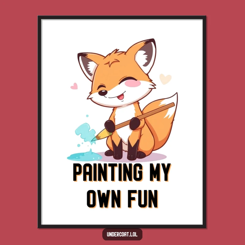 Funny Fox Painter Digital Print: Giggling Fox, Printable Art, Hilarious Decor