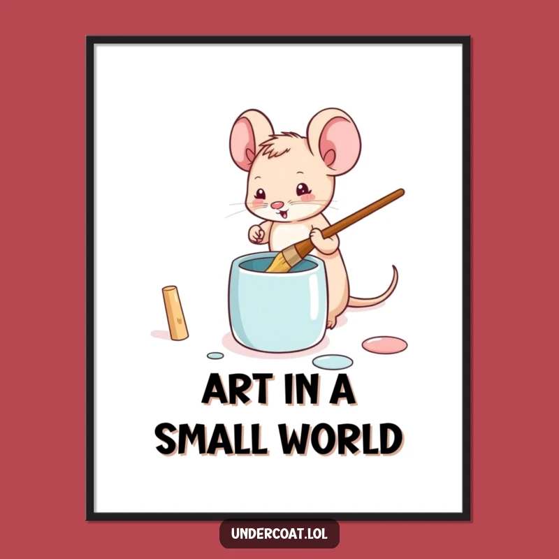 Funny Mouse Artist Digital Art - Tiny Painter Print, Gift