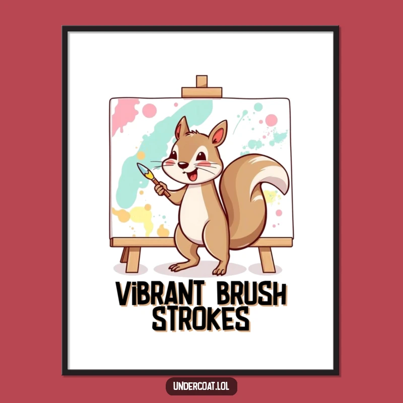 Funny Squirrel Artist Digital Art - Abstract Painting Print, Gift
