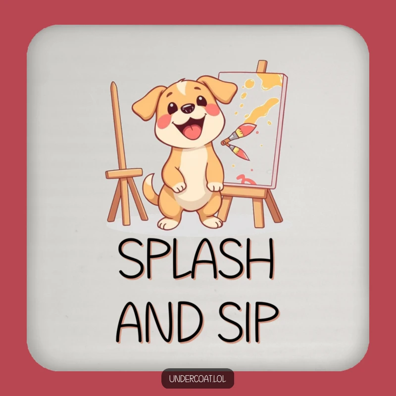 Funny Dog Artist Coaster - Protect Surfaces with Creative Humor