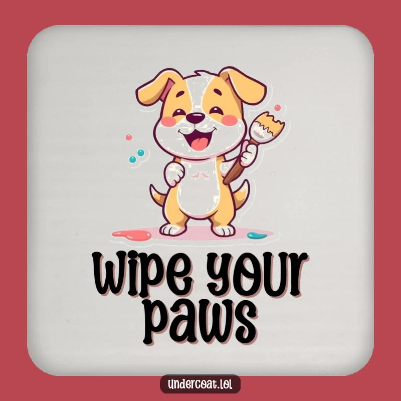 Funny Dog Painter Coaster Set: Protect Surfaces with Playful Art