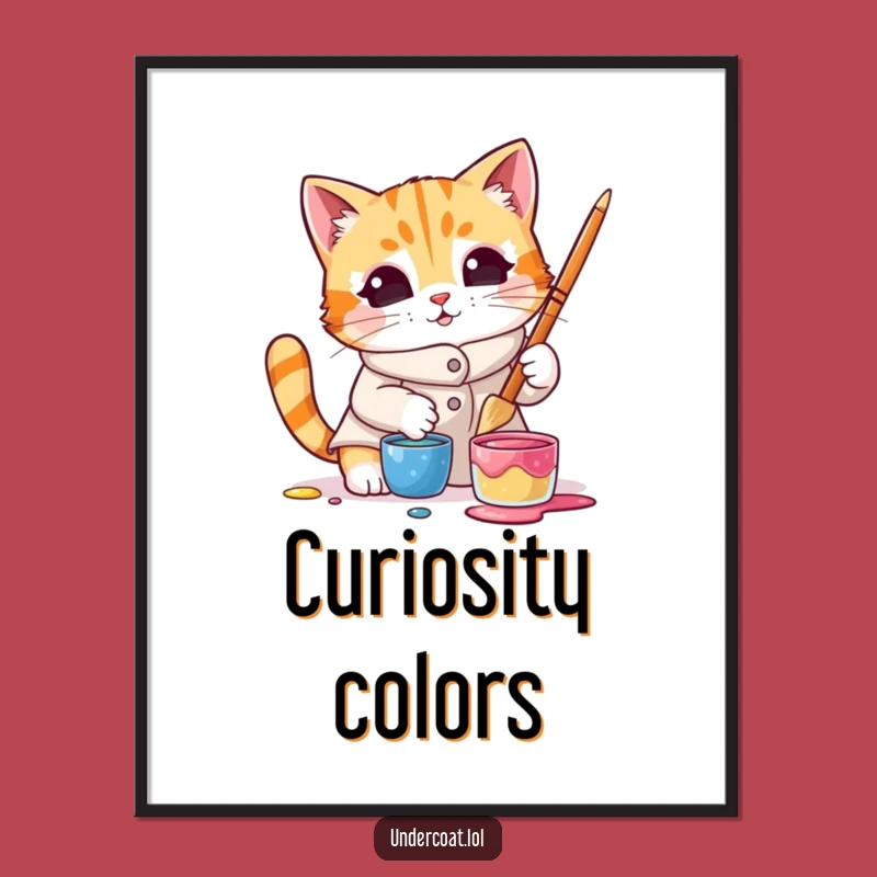 Funny Cat Artist Poster - Smock & Paint Art, Whimsical Creative Decor Gift