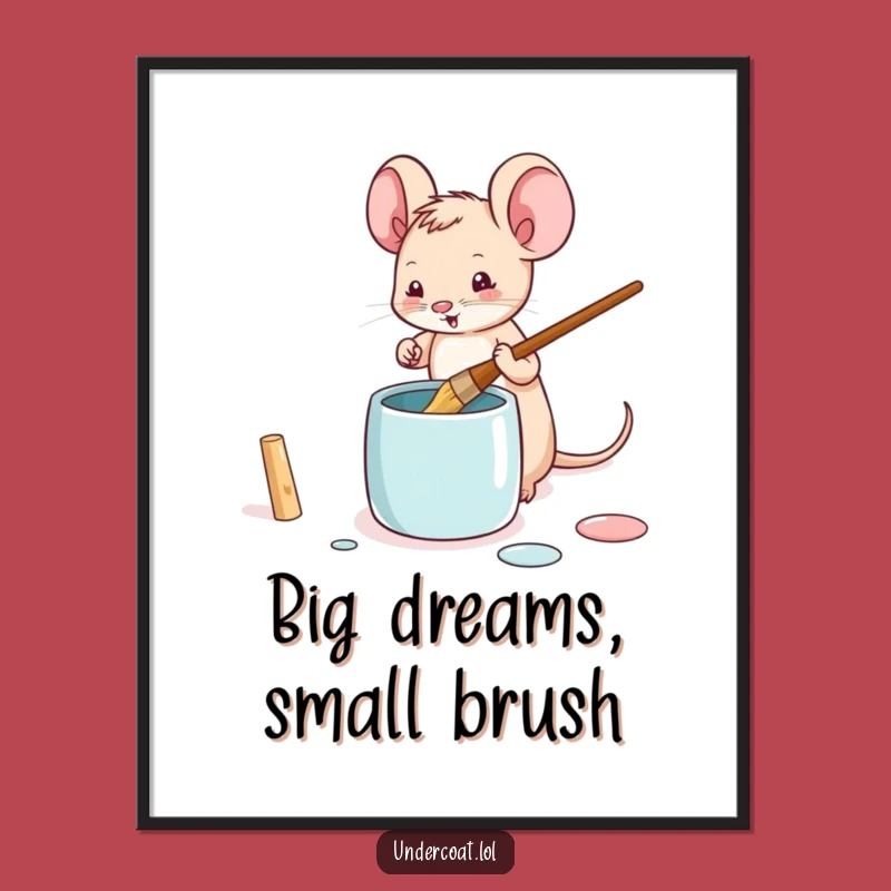 Funny Mouse Artist Poster - Tiny Painter Wall Art, Gift