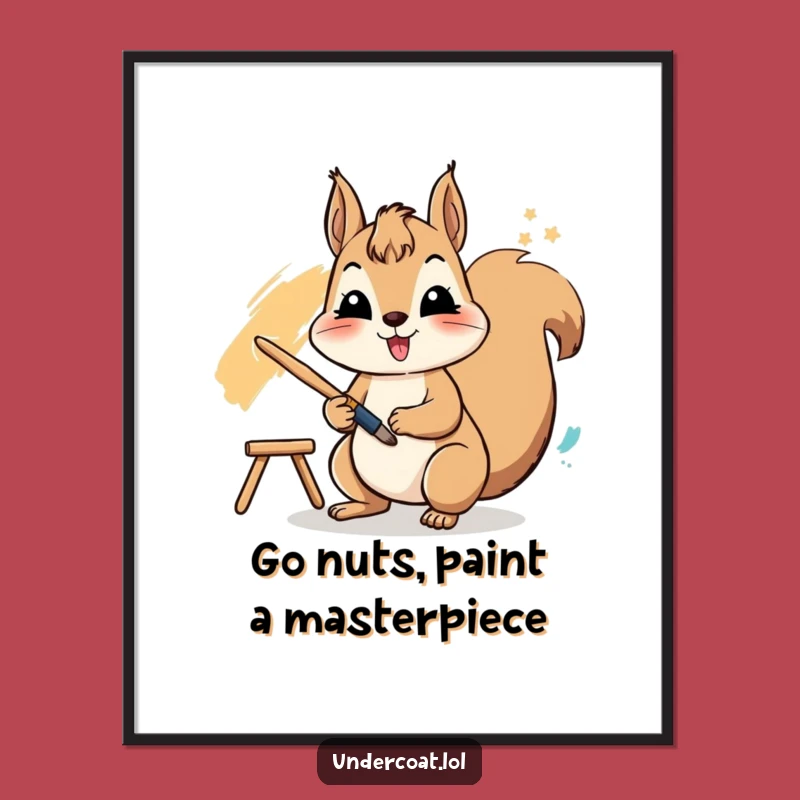 Free Printable Funny Wall Art: Squirrel Artist, Vibrant Stroke, Whimsical Decor