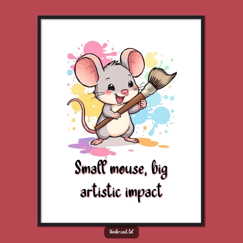 Free Printable Wall Art: Tiny Mouse Artist Splattering Color Downloadable Decor!