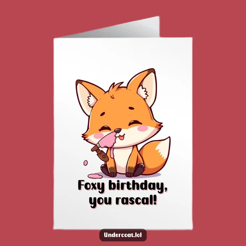 Free Printable Fox Artist Birthday Card: Funny Downloadable Gift for Messy Fun