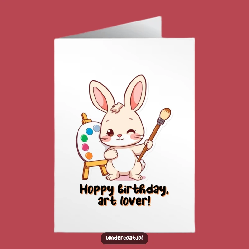 Free Printable Bunny Artist Birthday Card: Funny Downloadable Gift for Art Lovers