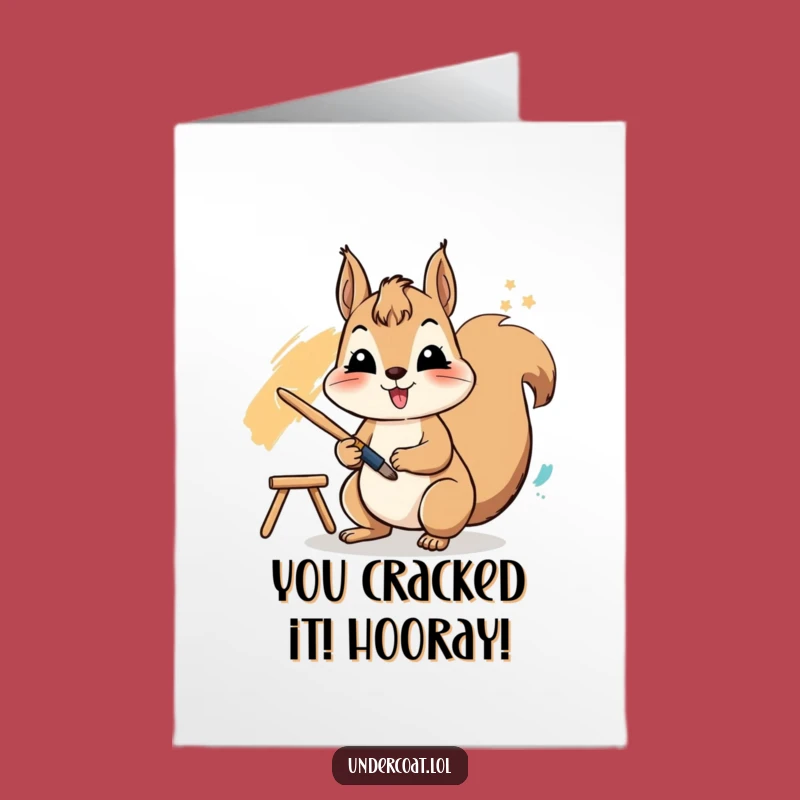 Free Printable Congratulations Card: Squirrel Artist, Vibrant Stroke, Cheerful Download