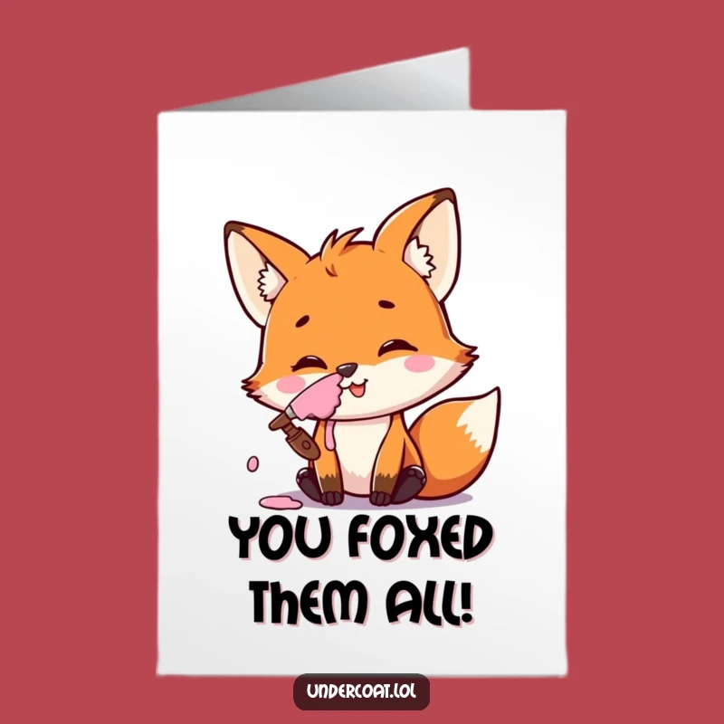 Free Printable Fox Artist Congratulations Card: Funny Downloadable Gift for Little Mishaps