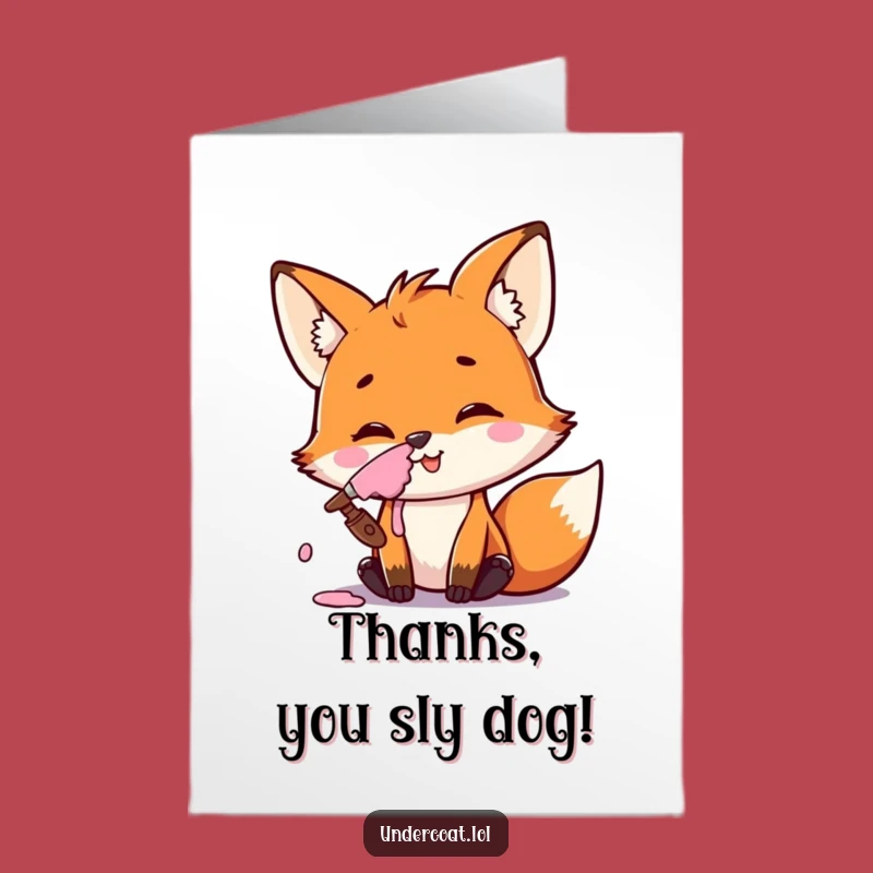 Free Printable Fox Artist Thank You Card: Funny Downloadable Gift for Colorful Thanks