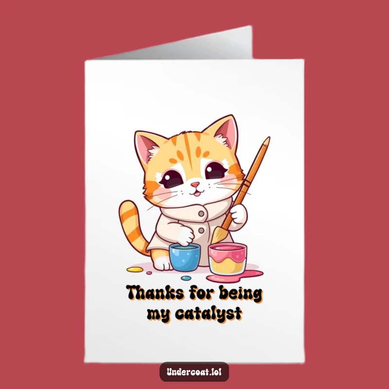 Free Printable Thank You Card: Cat Artist, Paint Pot, Whimsical Thanks