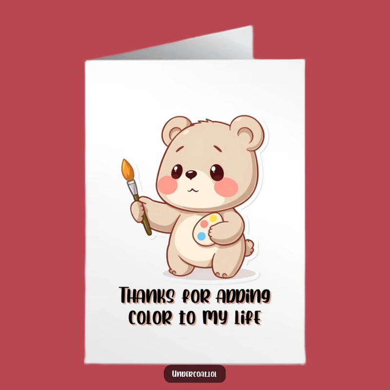 Free Printable Thank You Card: Bear Artist Expresses Gratitude with a Smile!