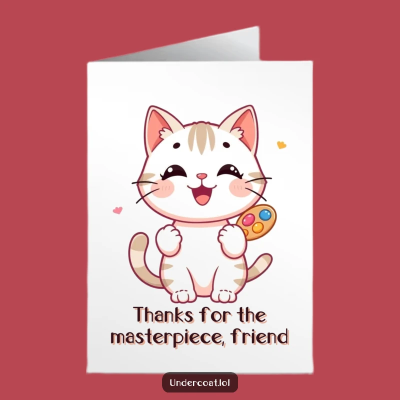 Free Printable Funny Cat Artist Thank You Card - Downloadable DIY Gift of Gratitude