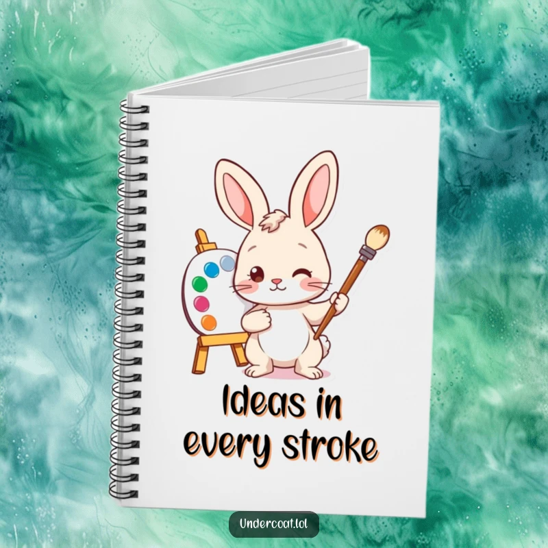 Funny Bunny Artist Notebook featuring a curious bunny with a paintbrush and palette, ideal for creative journaling and note-taking.