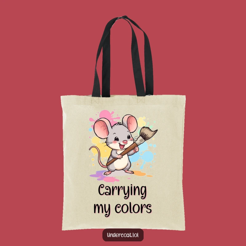 Funny Mouse Painter Tote Bag: Tiny Artist Carry-All, Gift Idea