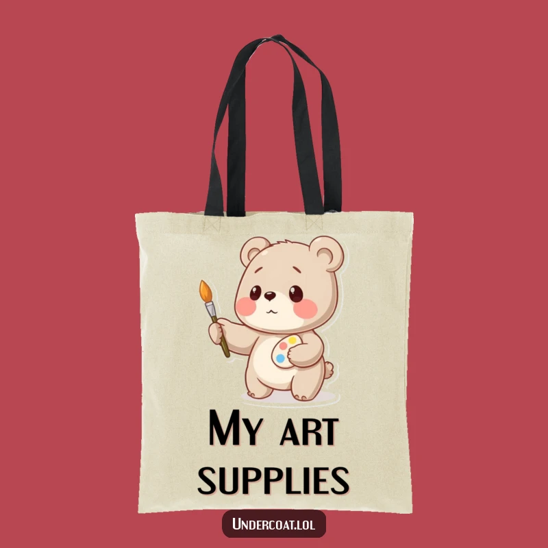 Funny Bear Artist Tote Bag: Playful Painter Canvas Bag, Great Gift Idea